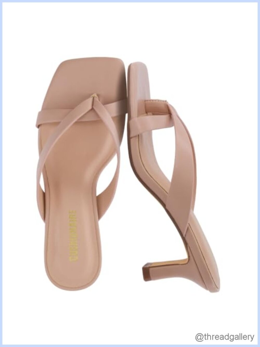 CUSHIONAIRE Shana Kitten Heel Thong Sandals Faux Leather Women's